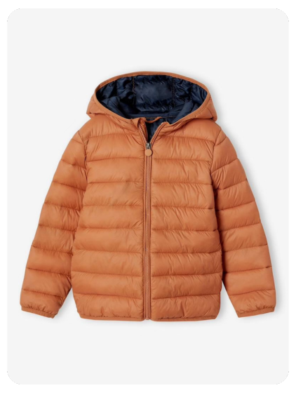 Jungen Light-Steppjacke mit Kapuze und Recycling-Polyester - pekannuss